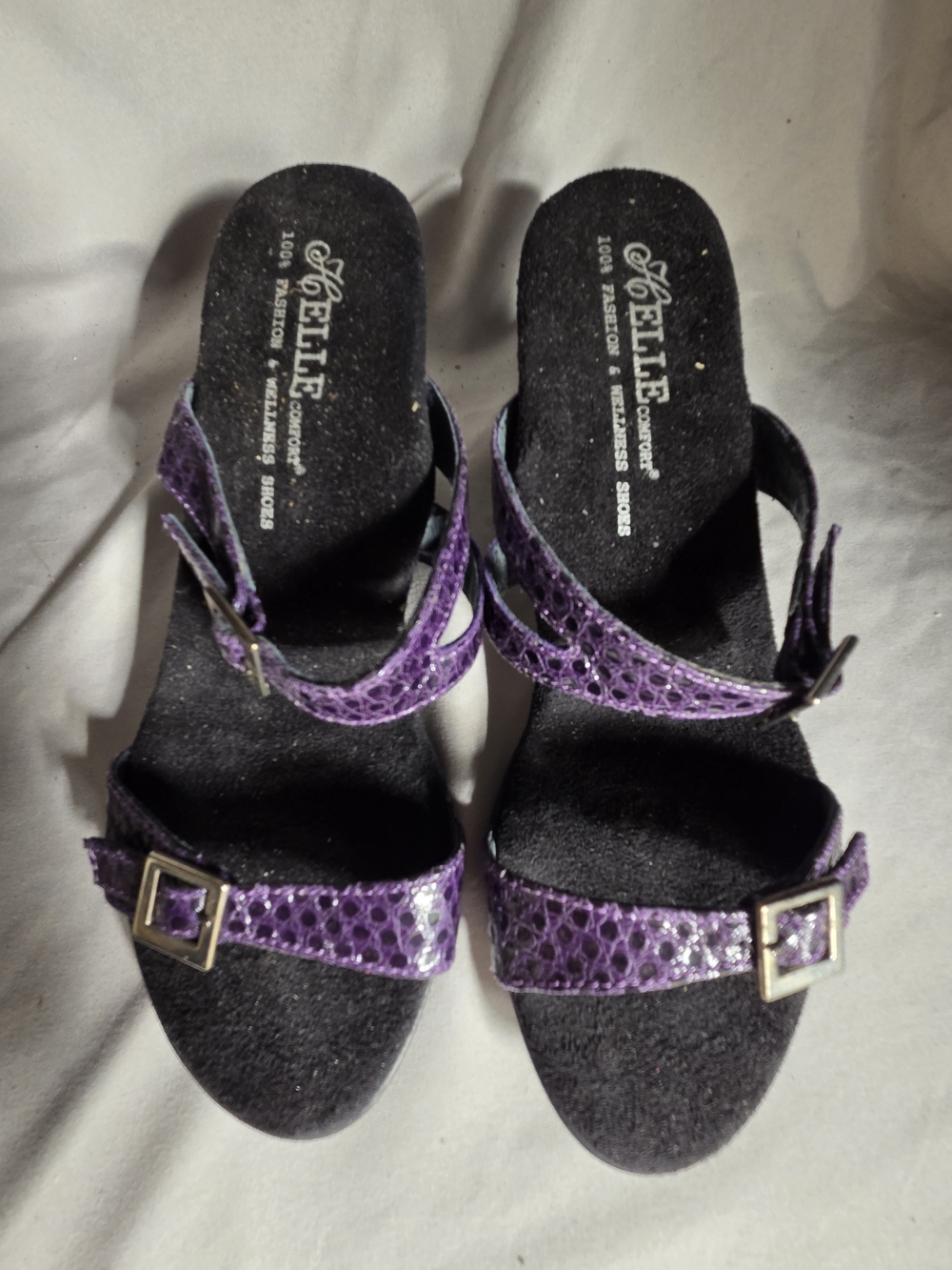 Helle Comfort Purple Snakeskin Pattern Sandals